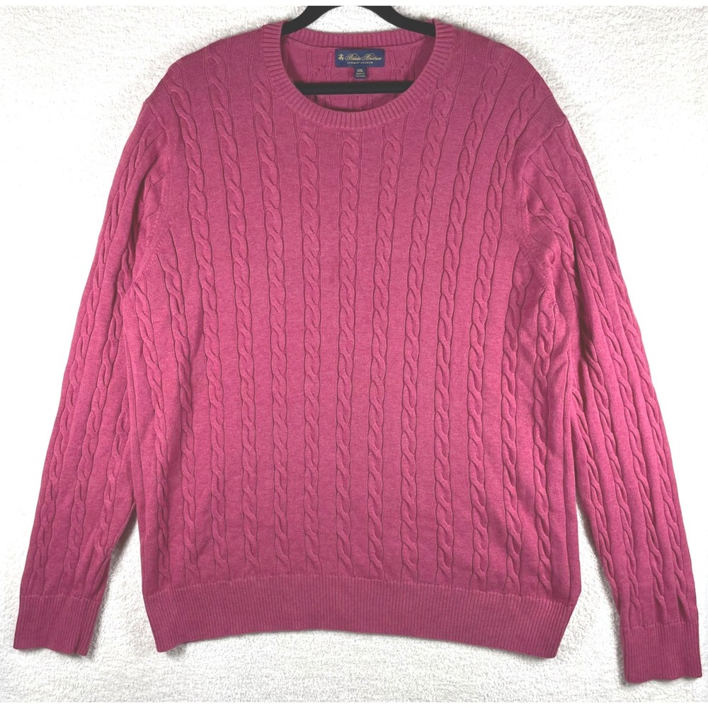 brooks brothers cable knit supima cotton sweater mens XXL crewneck old money - Picture 2 of 9